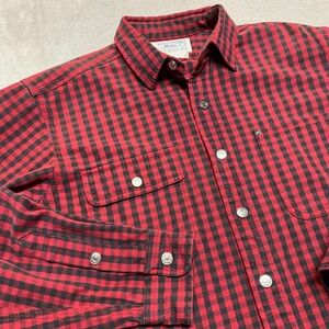 VTG Polo Ralph Lauren Buffalo Red Black Flannel Shirt‎ Mens L Heavy Workwear